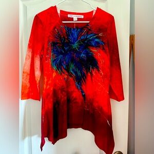 Ladies long sleeve top.  Medium red.